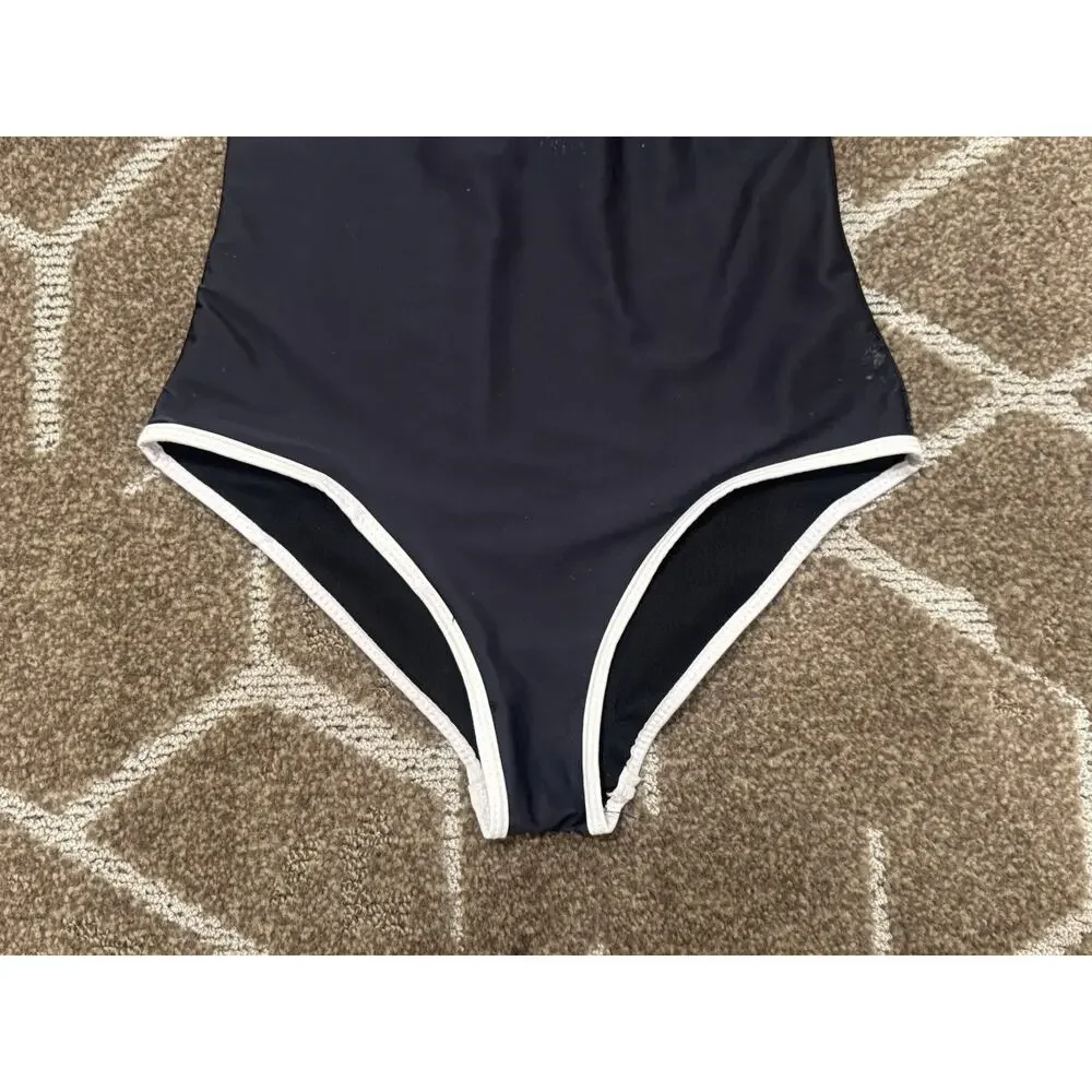 Balmain Paris Black & White Logo One-Piece Swimsuit Italy Ref T500-B433U Size S